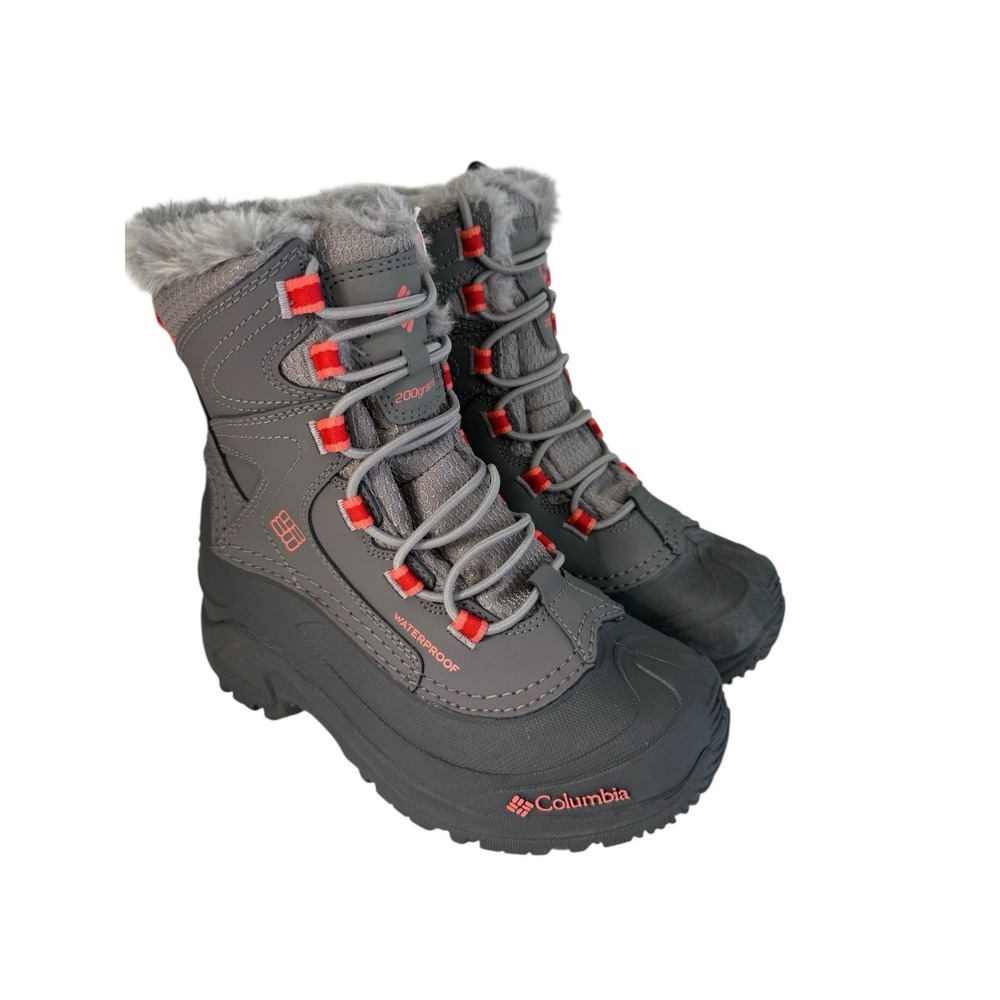 Columbia Youth Bugaboot Plus IV Omni-Heat Boot- Gray/Orange Boys Size 1Y No Box - Picture 3 of 6